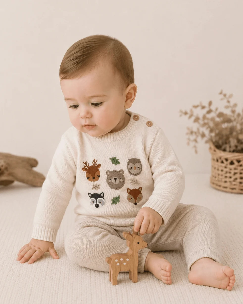 woodland animals knit pullover