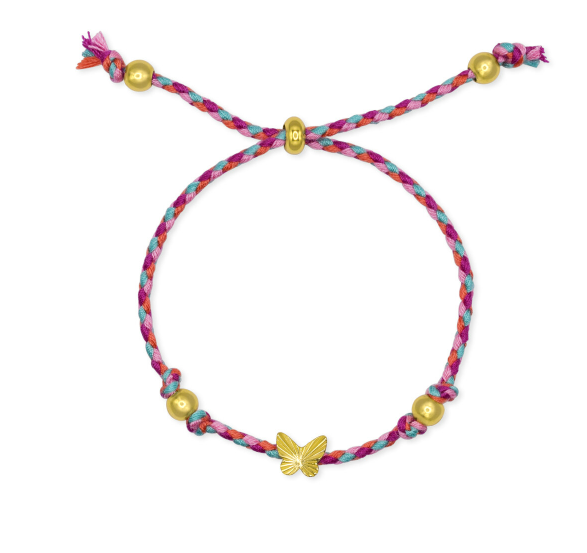 "don't just fly, soar" butterfly cord bracelet