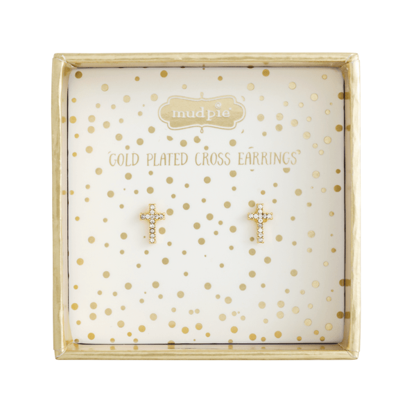 cross stud earrings | gold