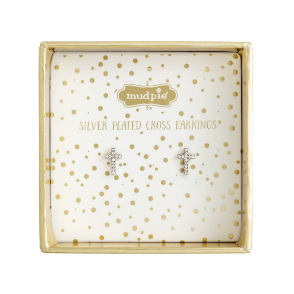 cross stud earrings | silver