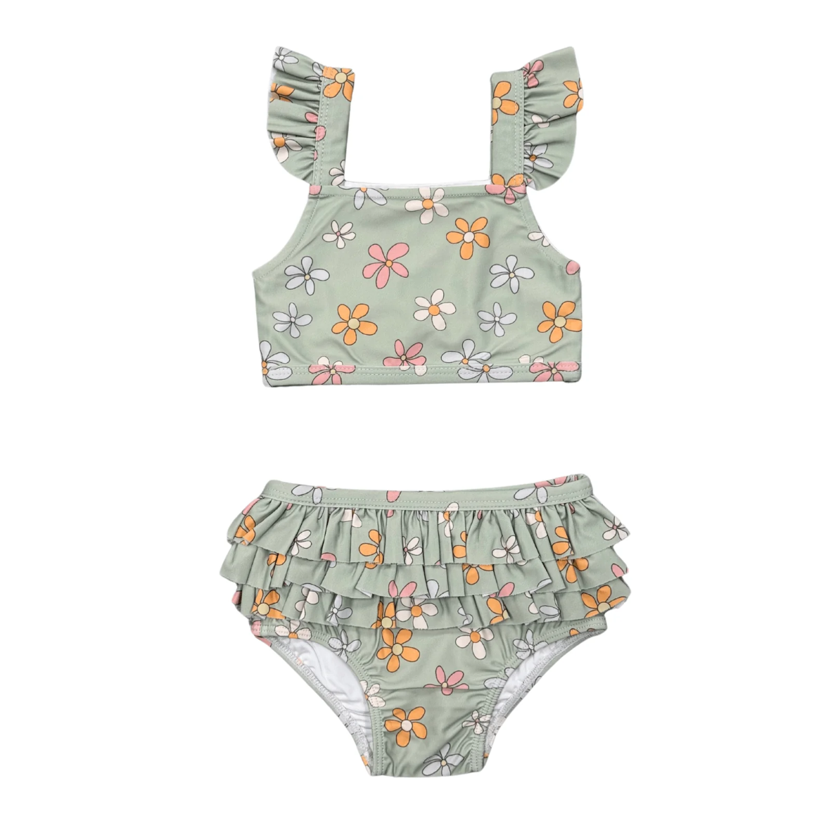 girls two piece ruffle swimsuit | sketched daisy