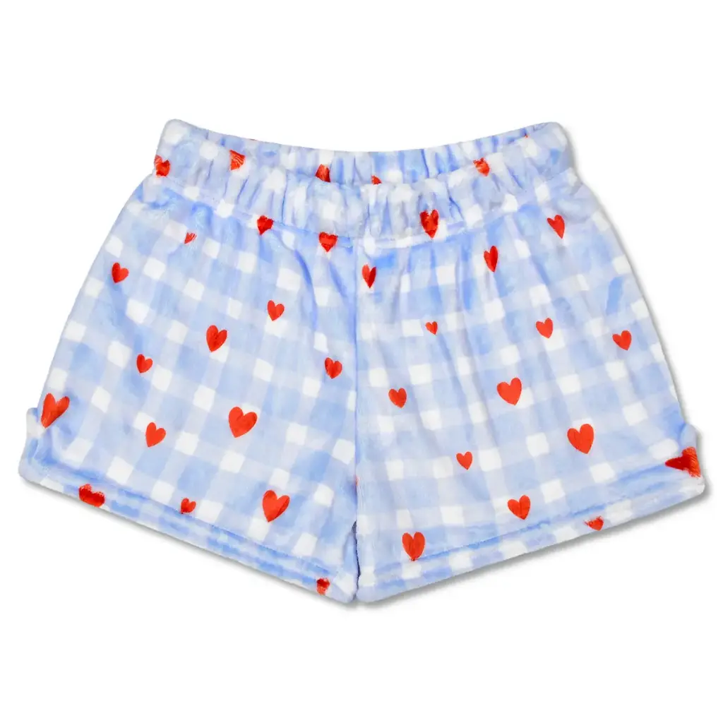 gingham hearts plush shorts