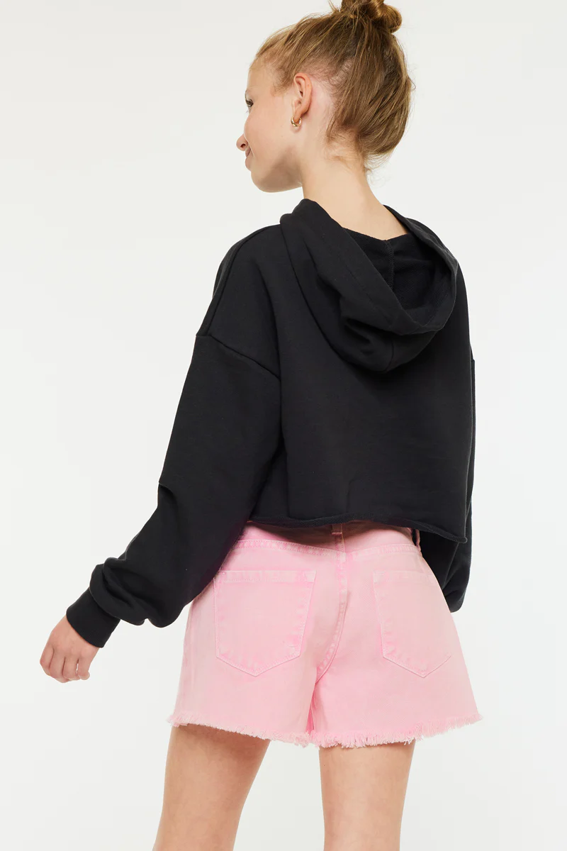 high rise fray hem shorts