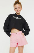 high rise fray hem shorts