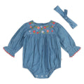 ida floral embroidered romper + headband
