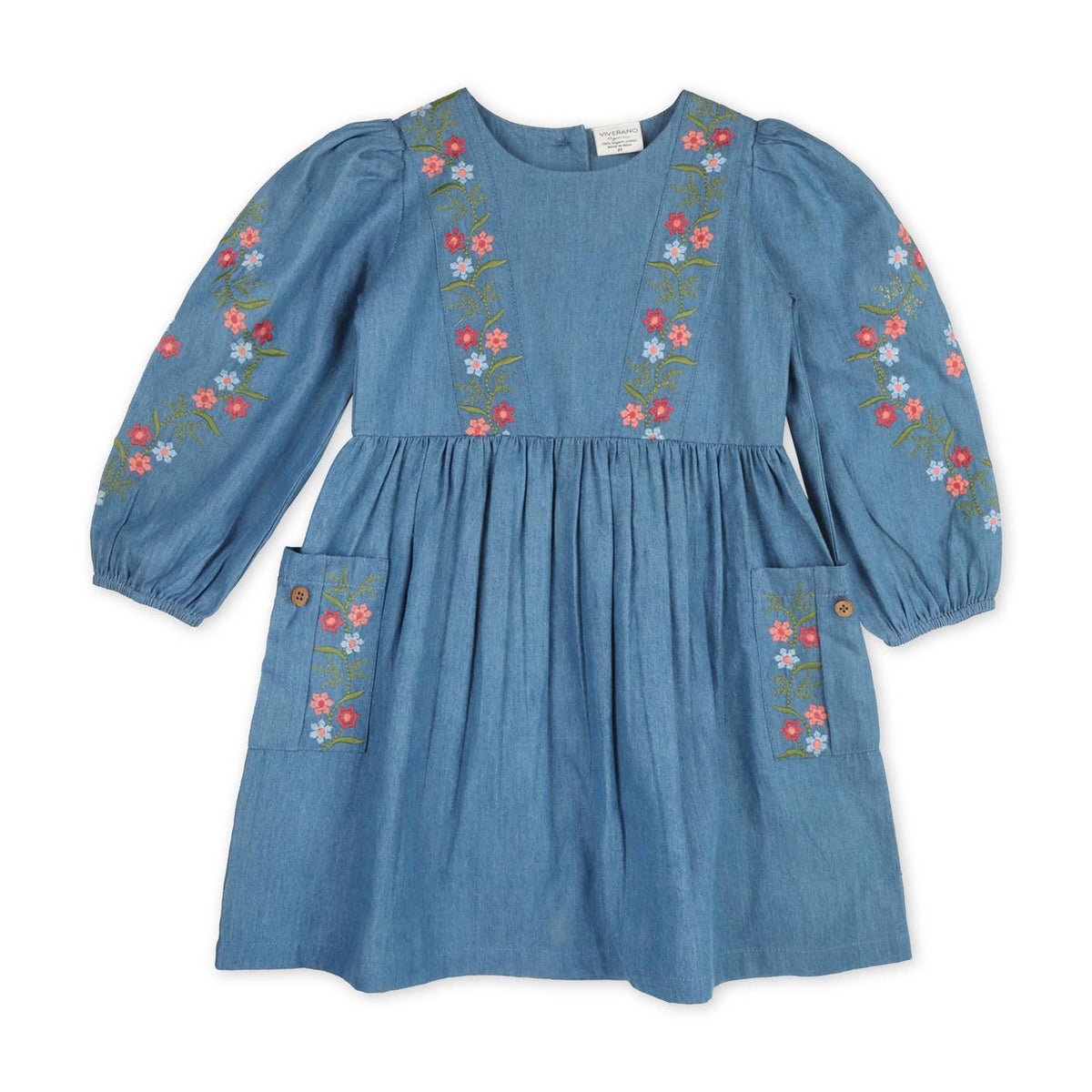 sophie floral embroidered denim dress
