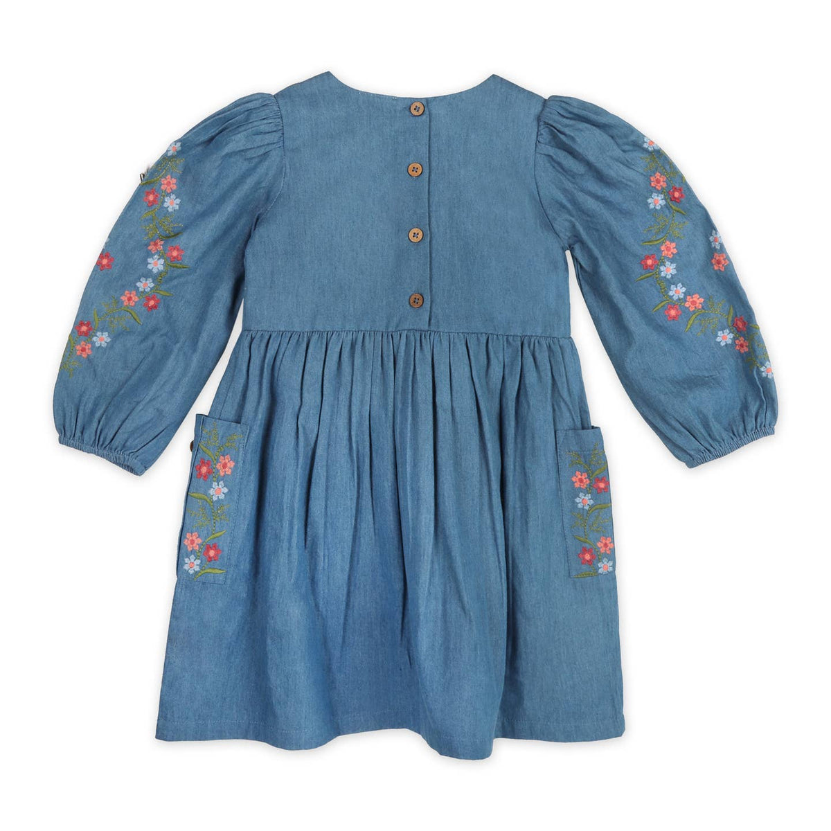 sophie floral embroidered denim dress