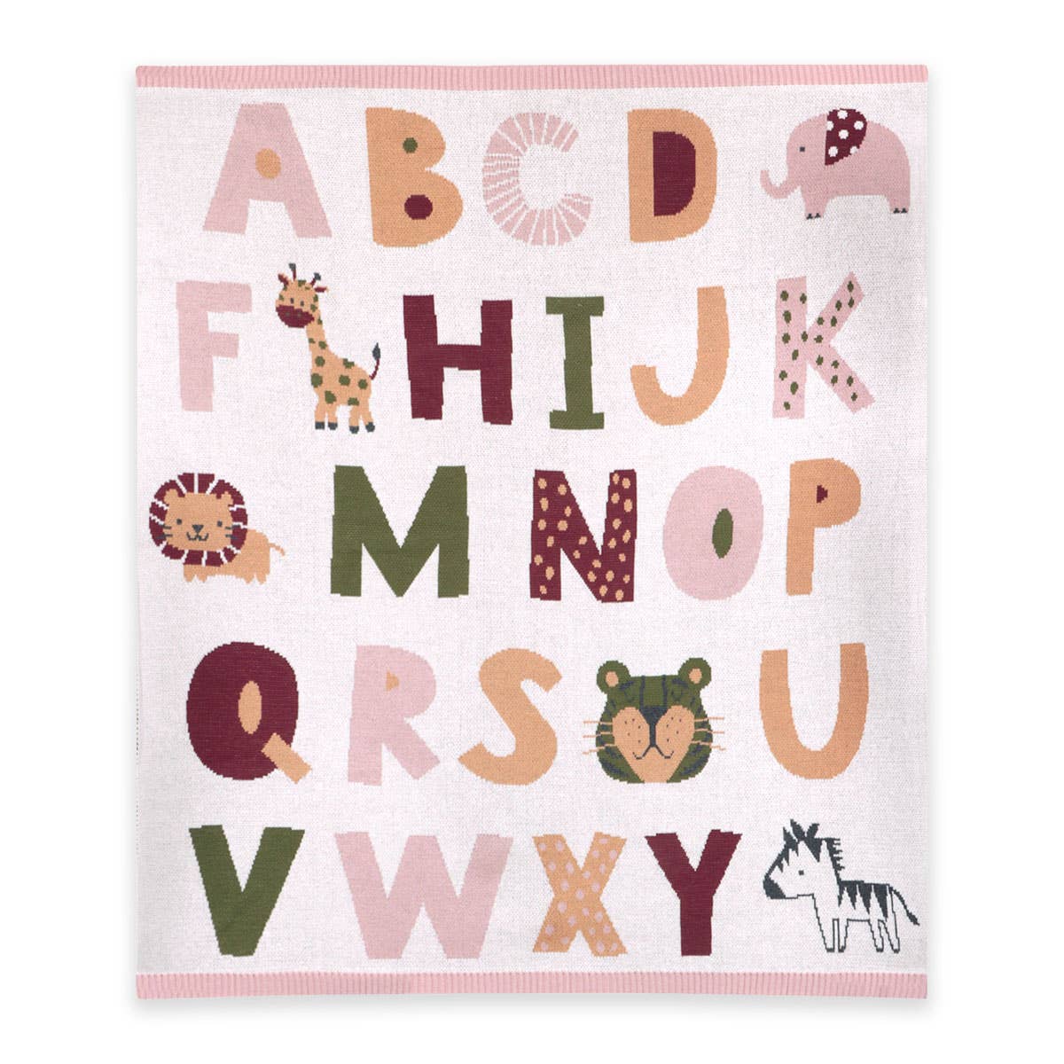 alphabet jaquard knit blanket