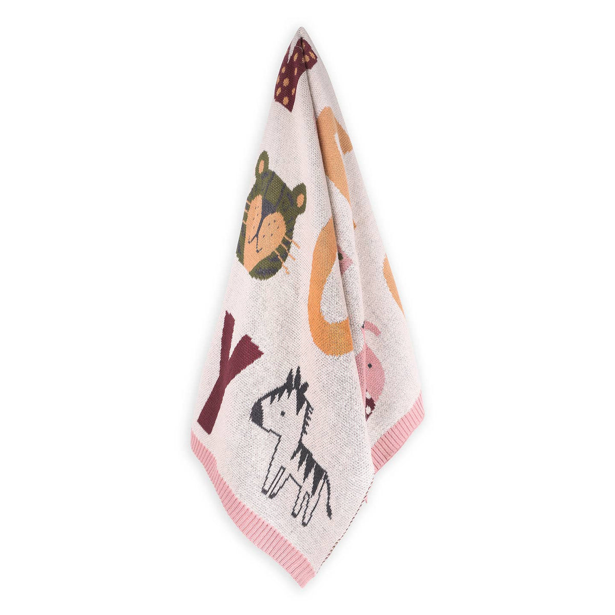 alphabet jaquard knit blanket