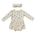 long sleeve bodysuit dress + headband set