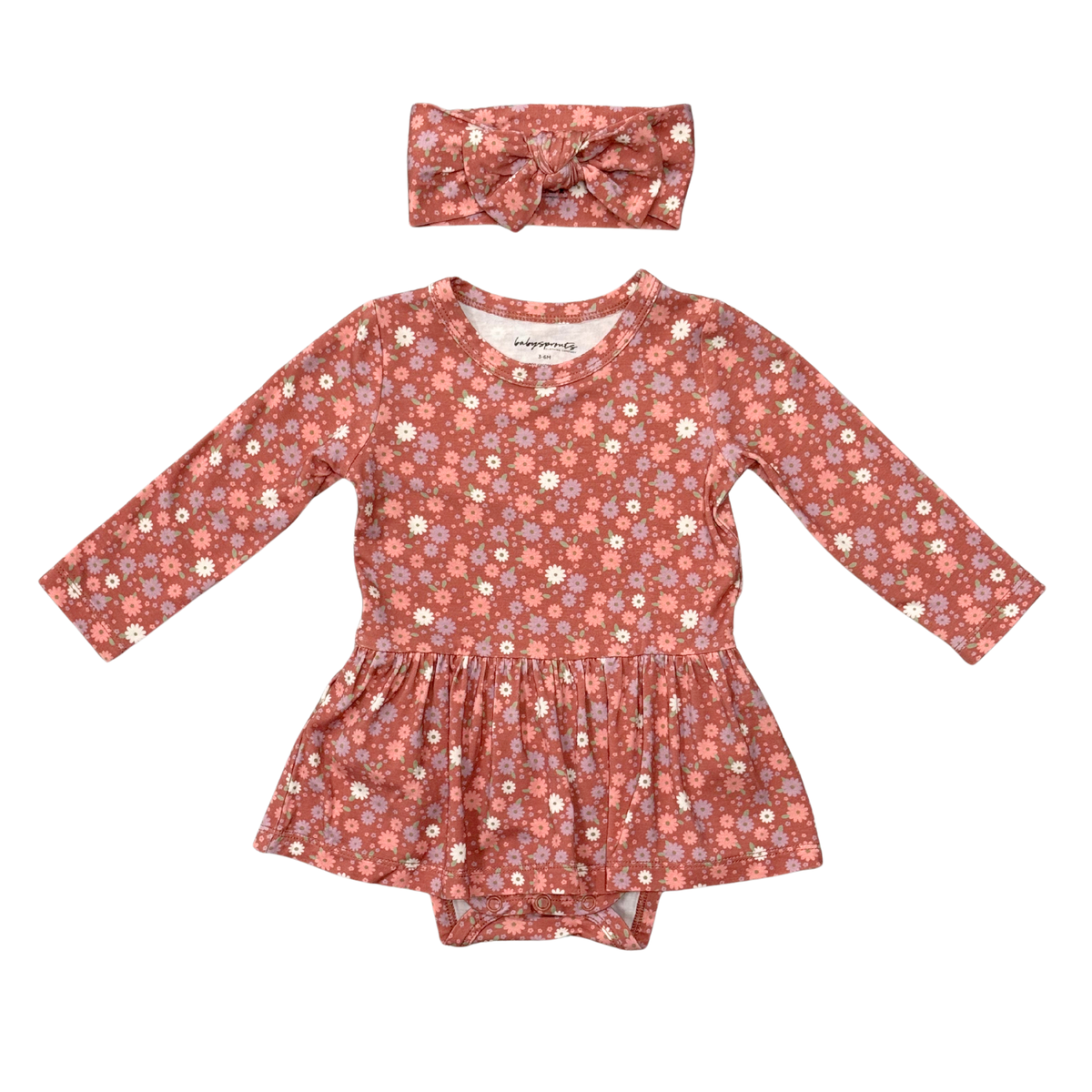 long sleeve bodysuit dress + headband set