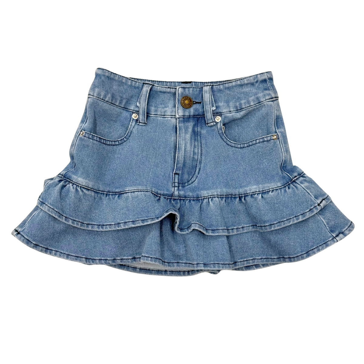 girls double tiered denim skirt