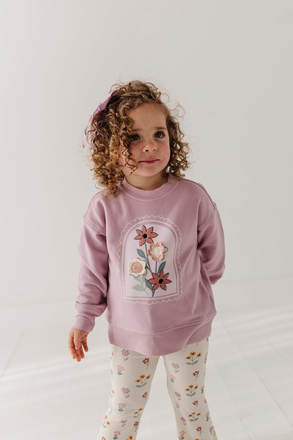crochet flower boxy sweatshirt