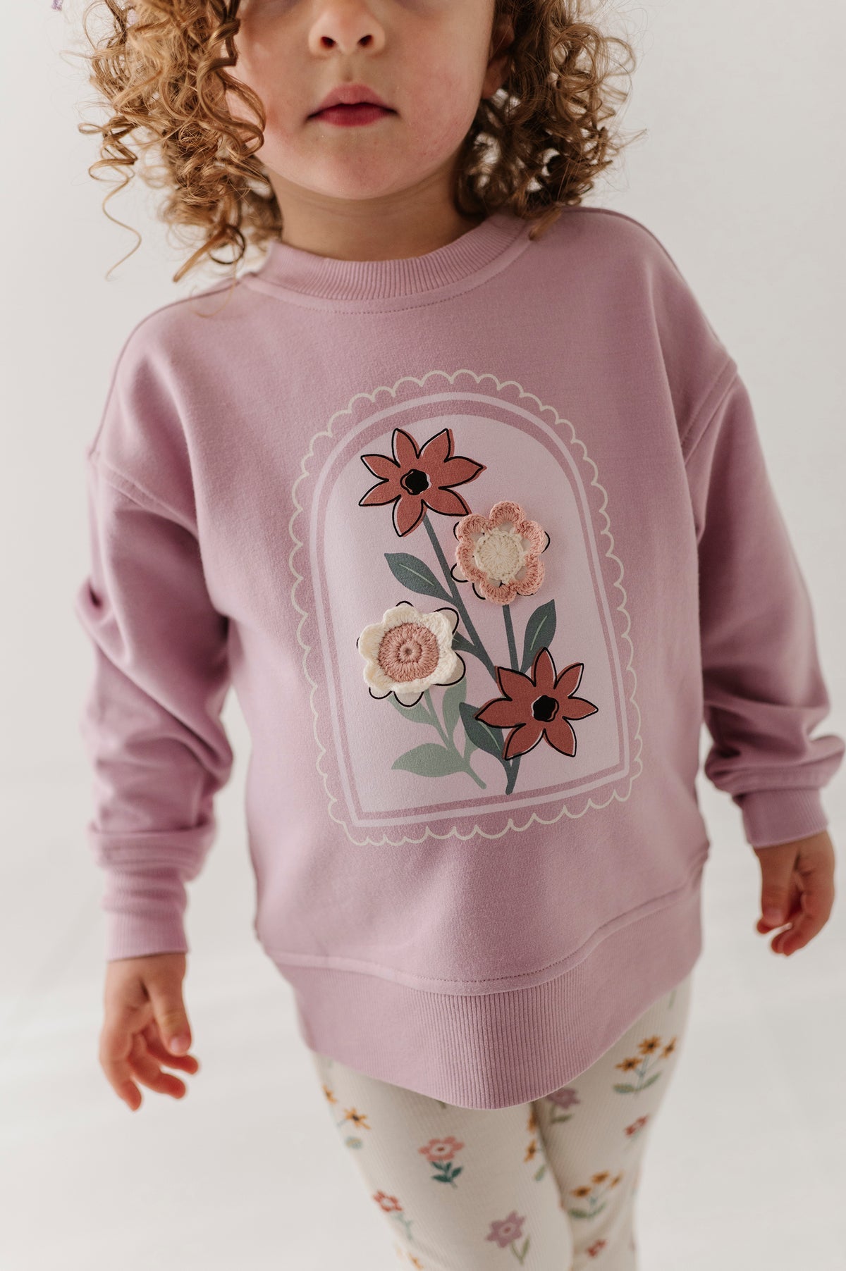 crochet flower boxy sweatshirt