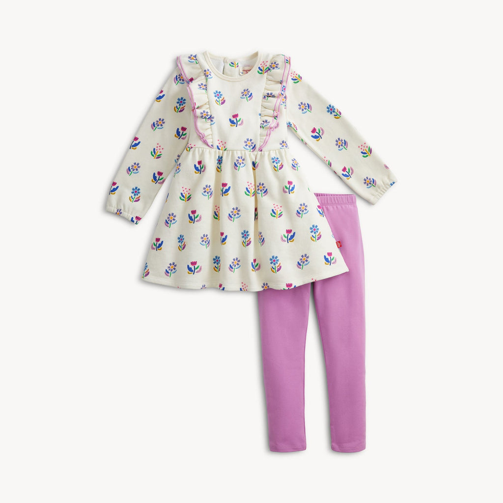 girls floral 2 piece dress + pant set