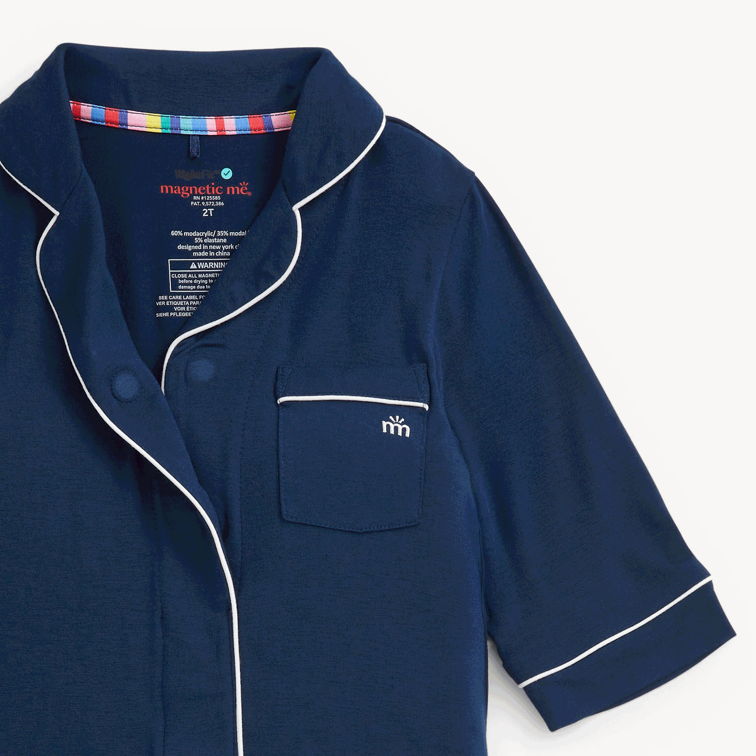collar pj set with piping