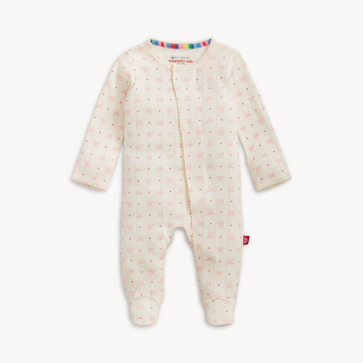 heart & bow pointelle footie