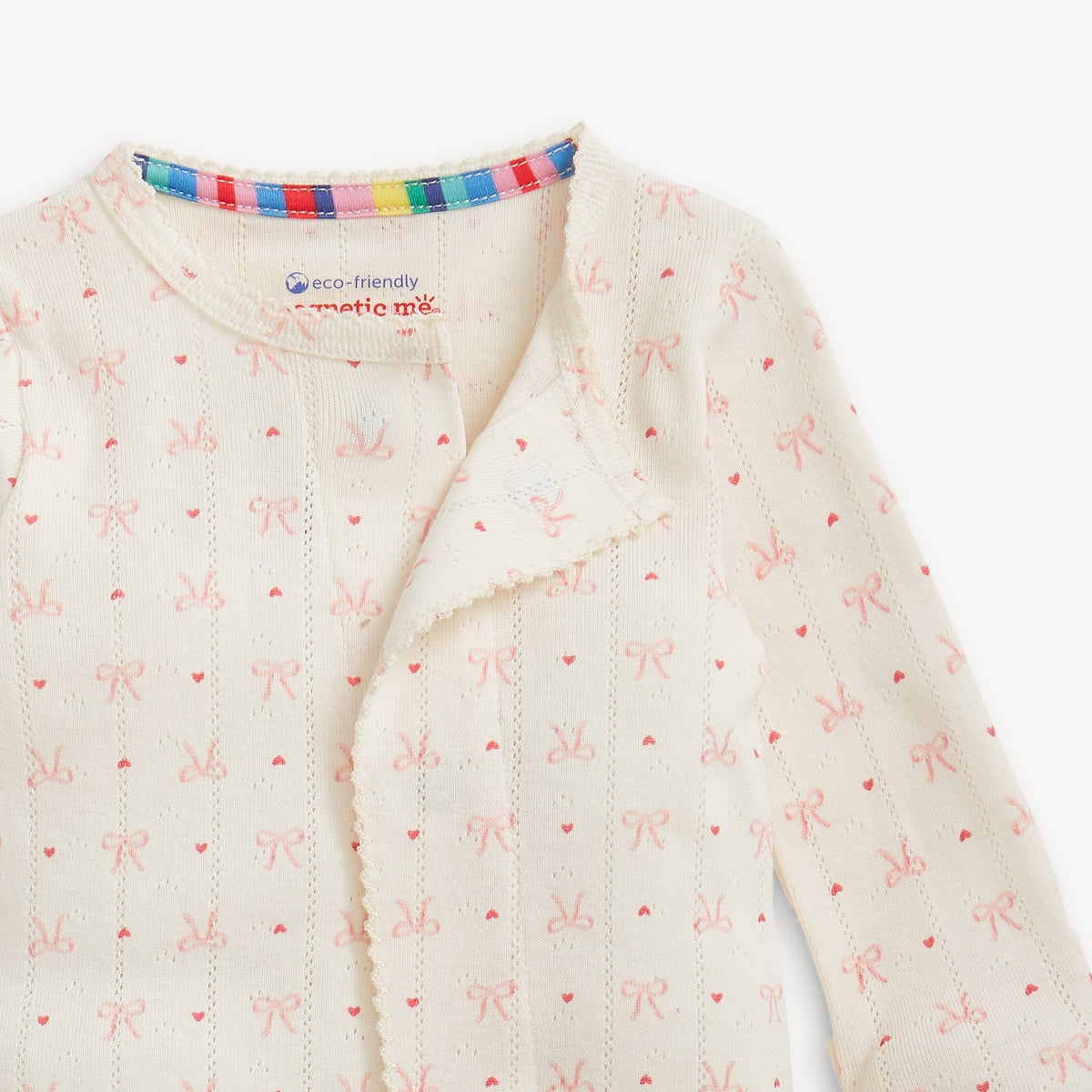 heart & bow pointelle footie