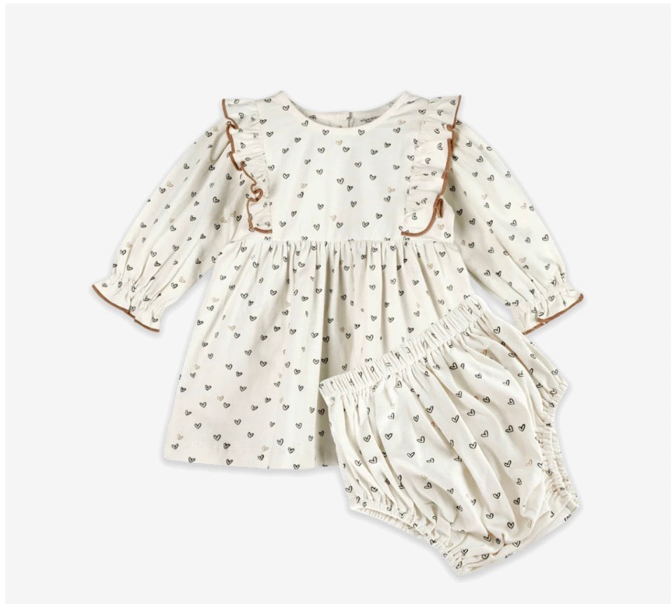 ditsy hearts dress + bloomer set