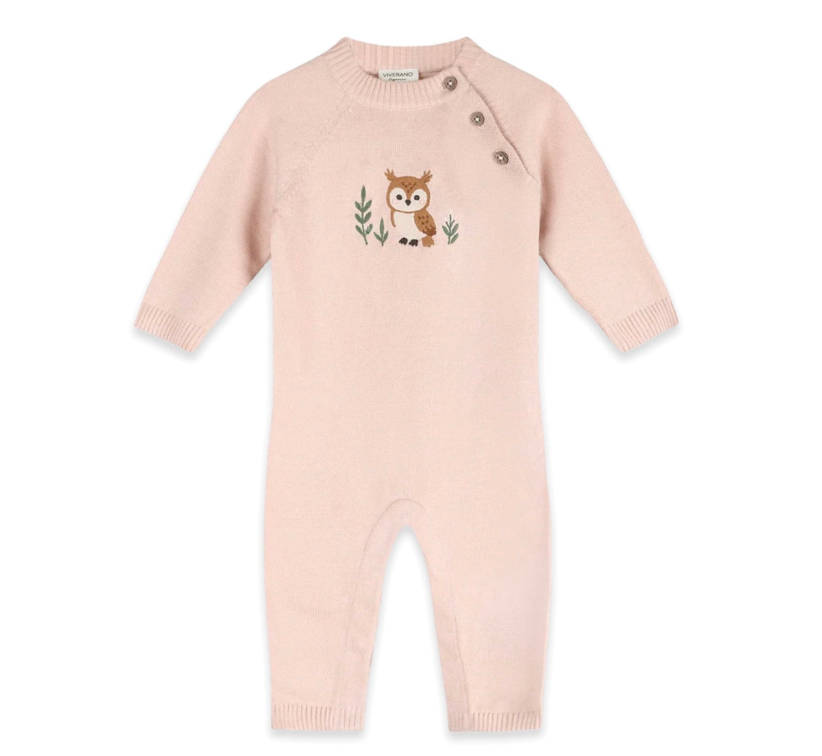 owl embroidered knit jumpsuit