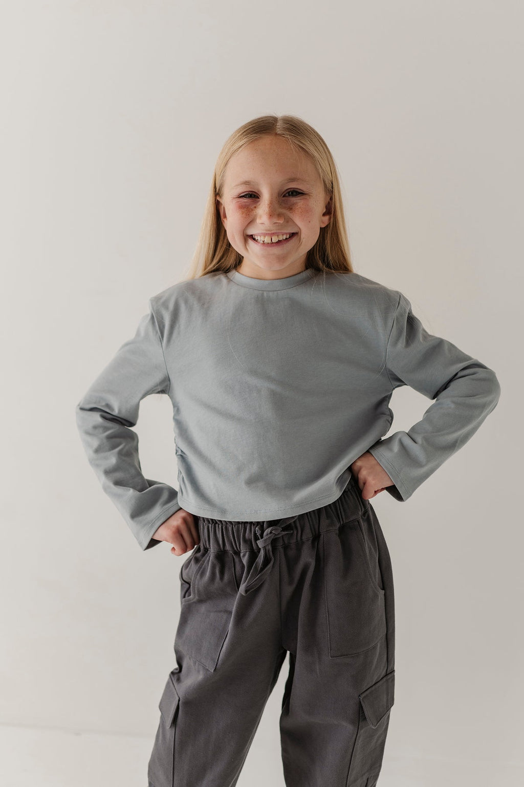 long sleeve shirring tee