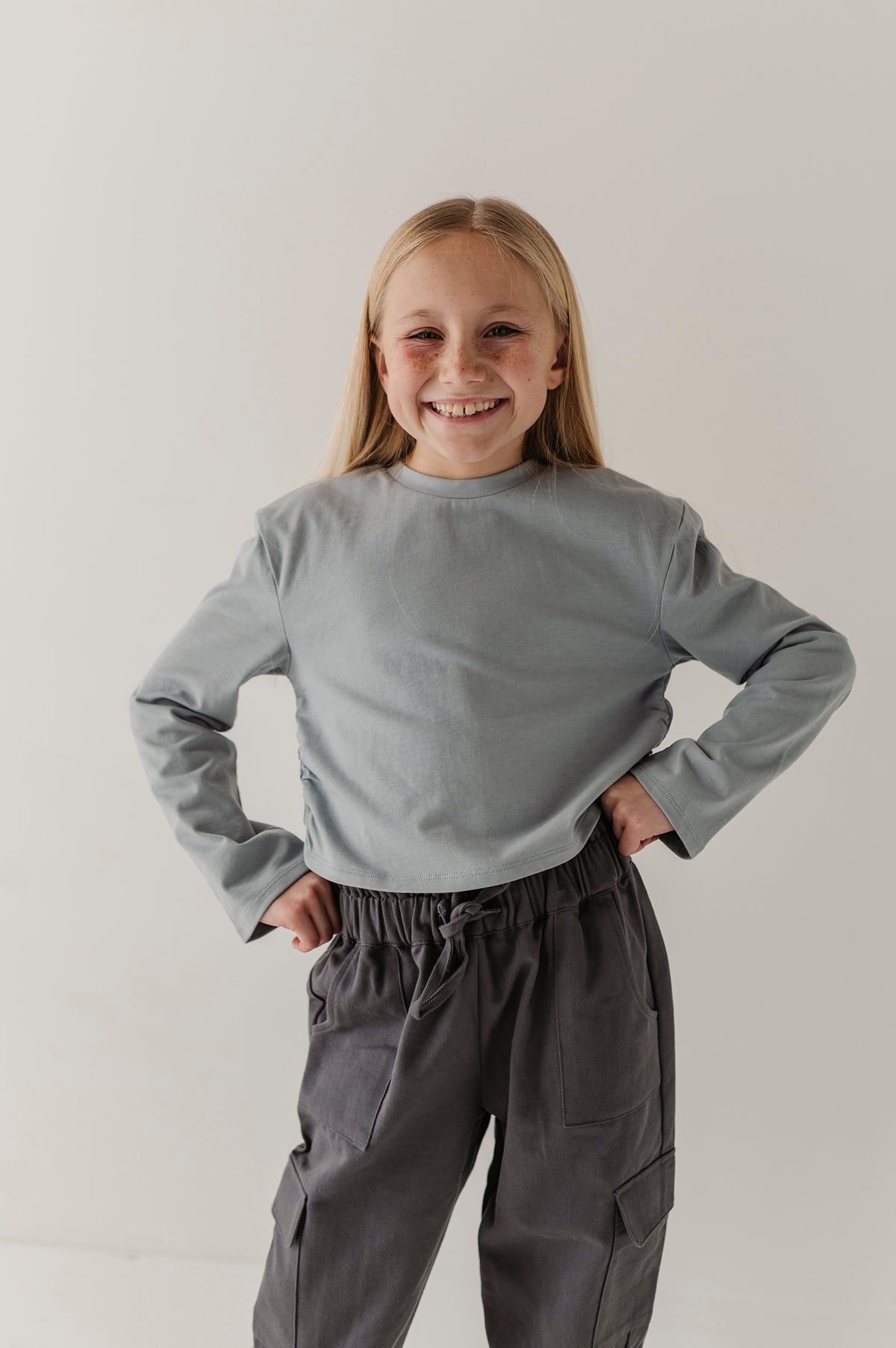 long sleeve shirring tee