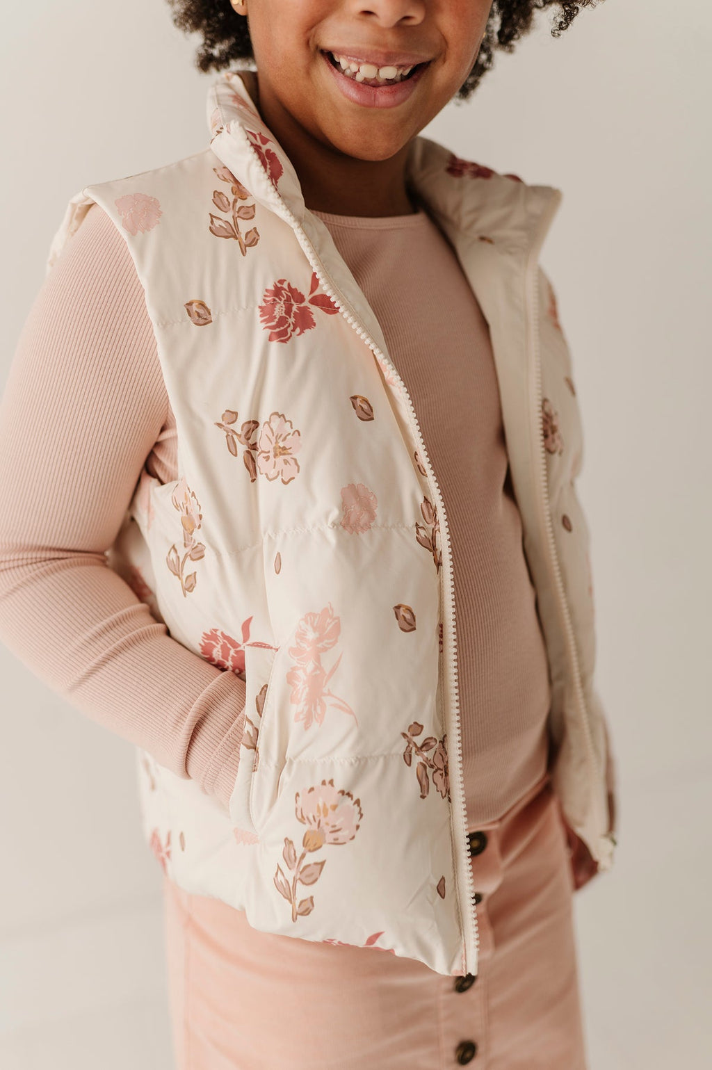 girls boho puffer vest