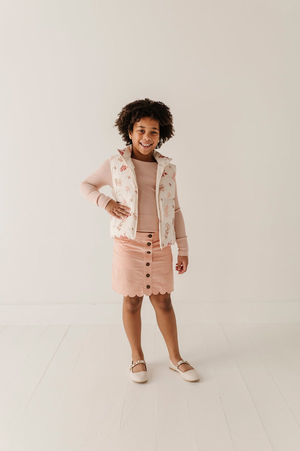 scallop hem corduroy skirt