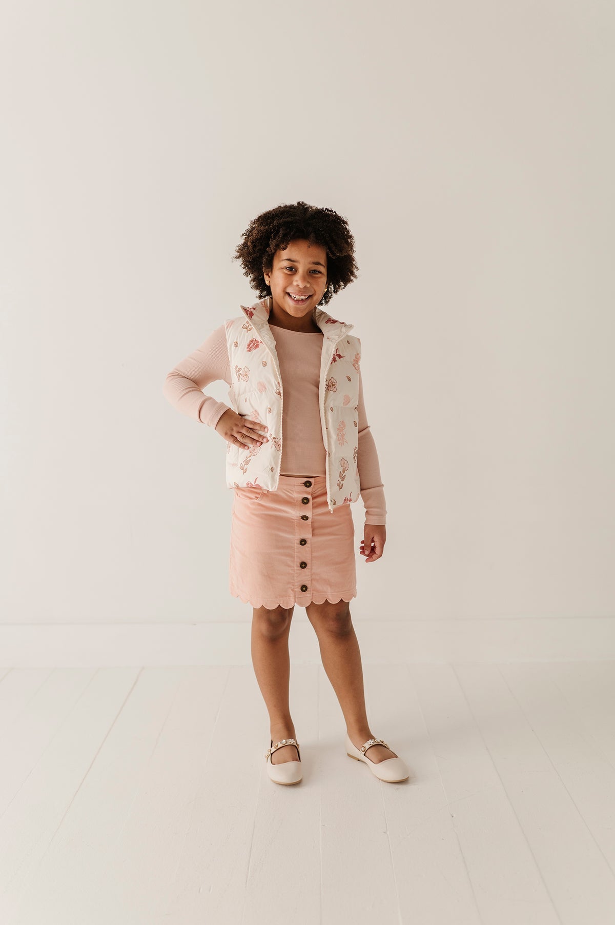 scallop hem corduroy skirt