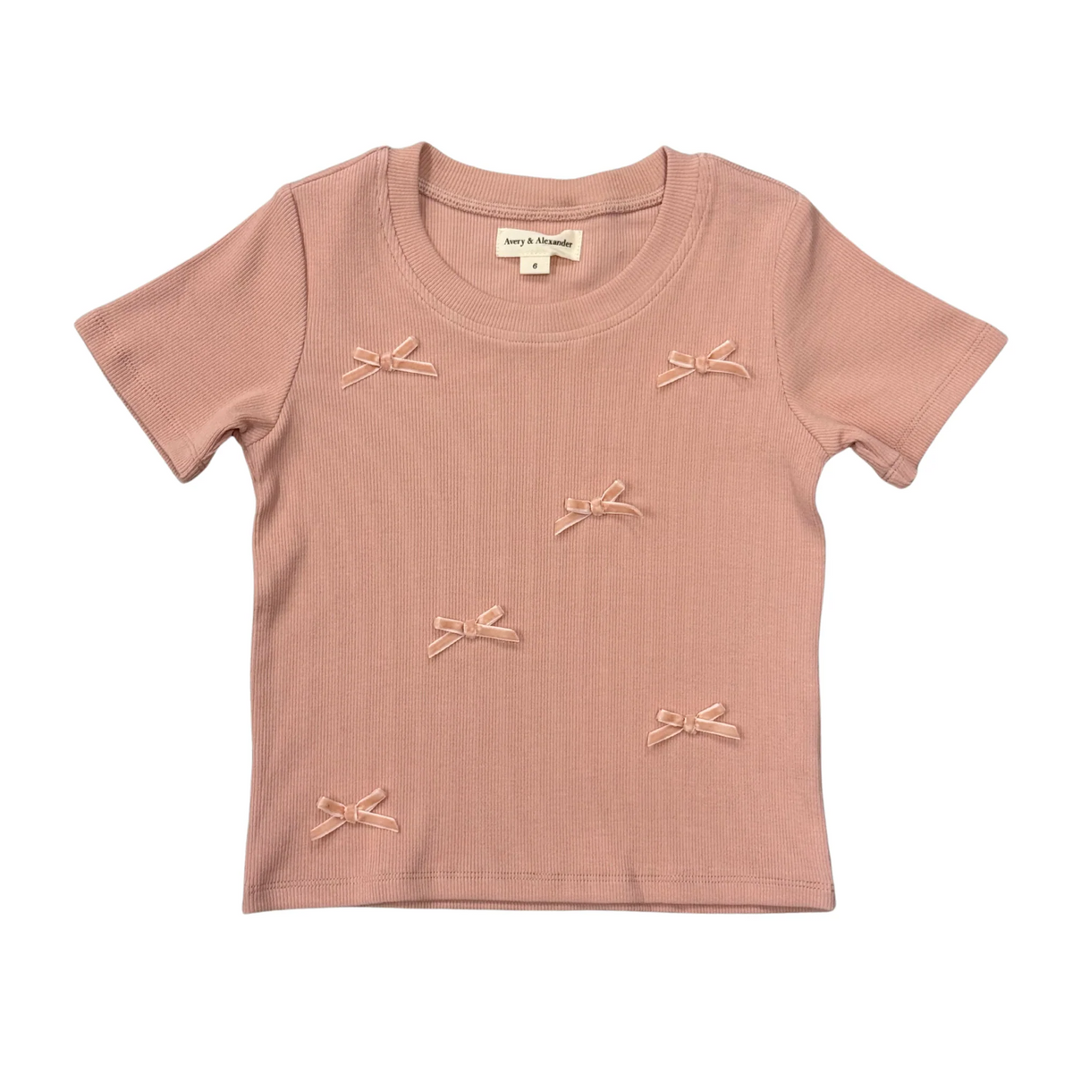ribbed bow short sleeve tee