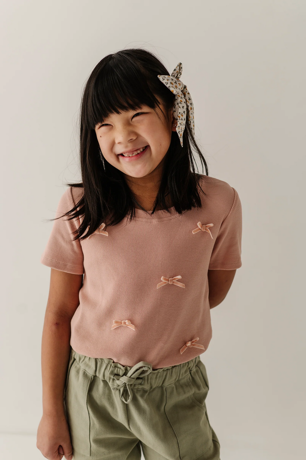 ribbed bow short sleeve tee