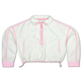 1/2 zip sherpa pullover | cream + pink