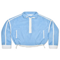 1/2 zip sherpa pullover | blue + white