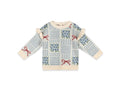 floral bow jacquard knit pullover
