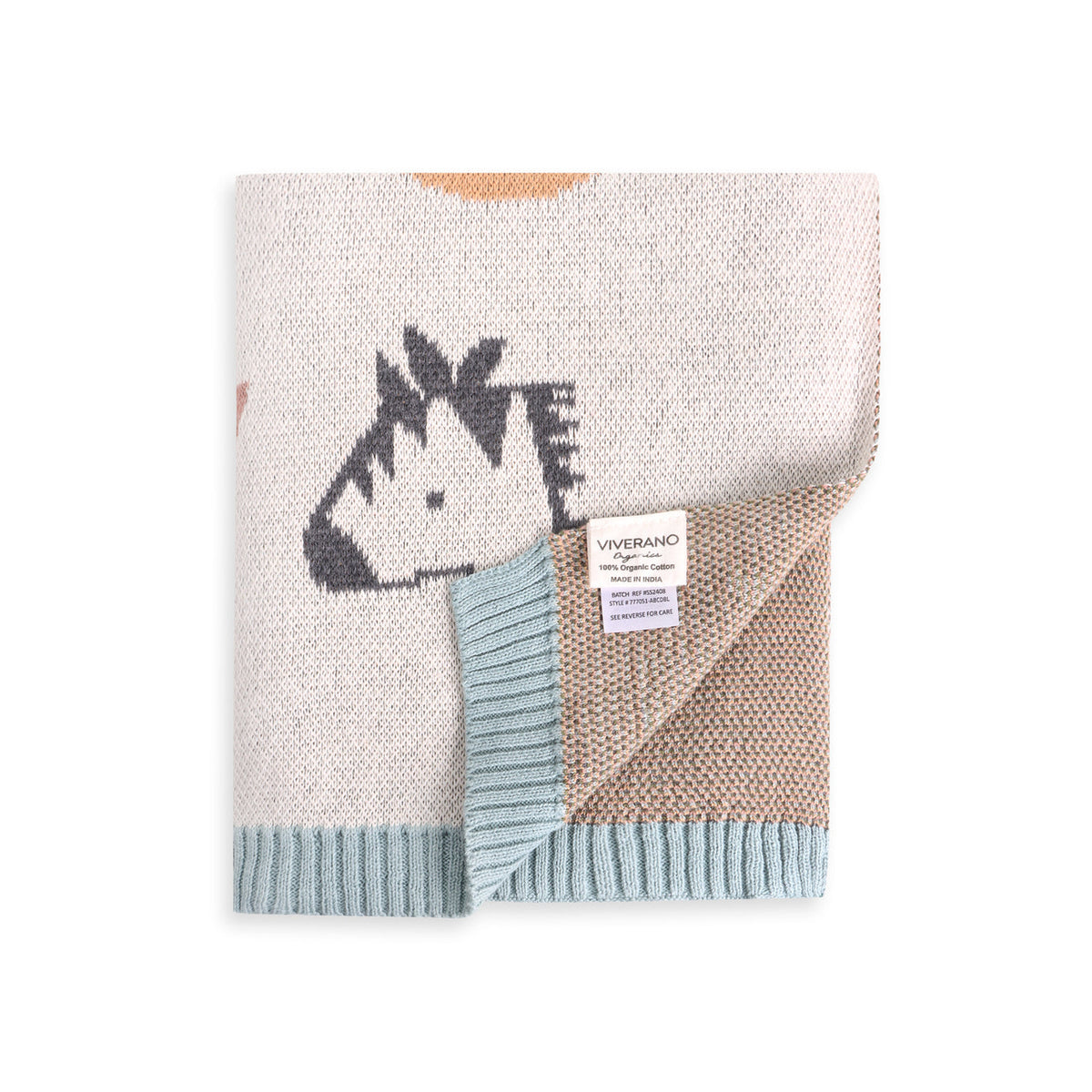 alphabet jaquard knit blanket