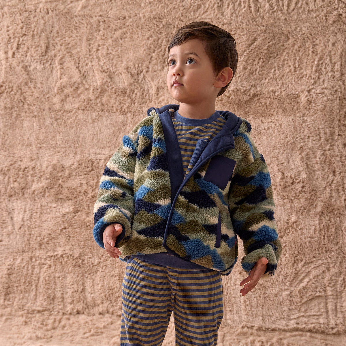 camo peak sherpa boys jacket