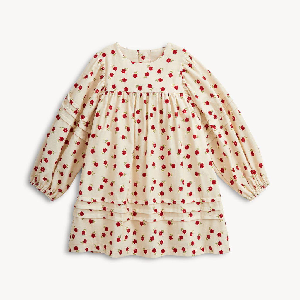 floral corduroy puff sleeve dress