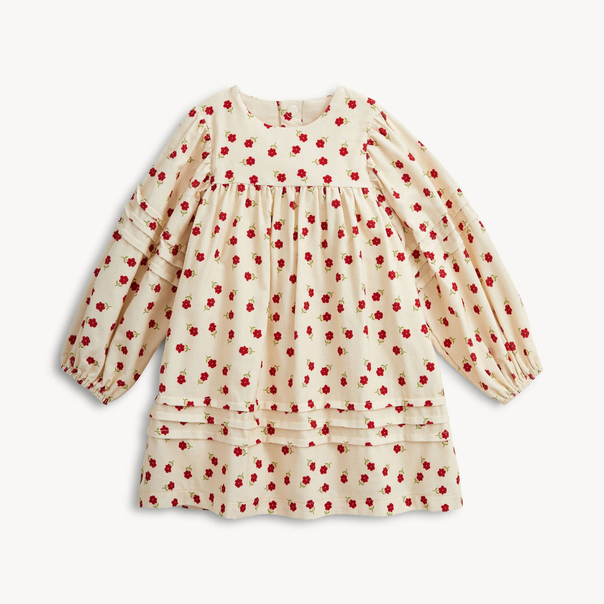 floral corduroy puff sleeve dress